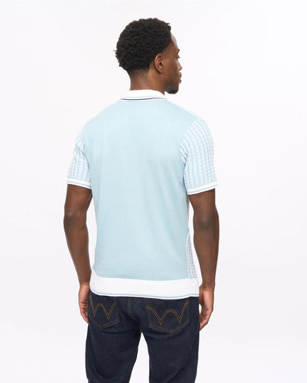Mens Jura Short Sleeve Zip Neck Knit Polo Gabicci Vintage MINT