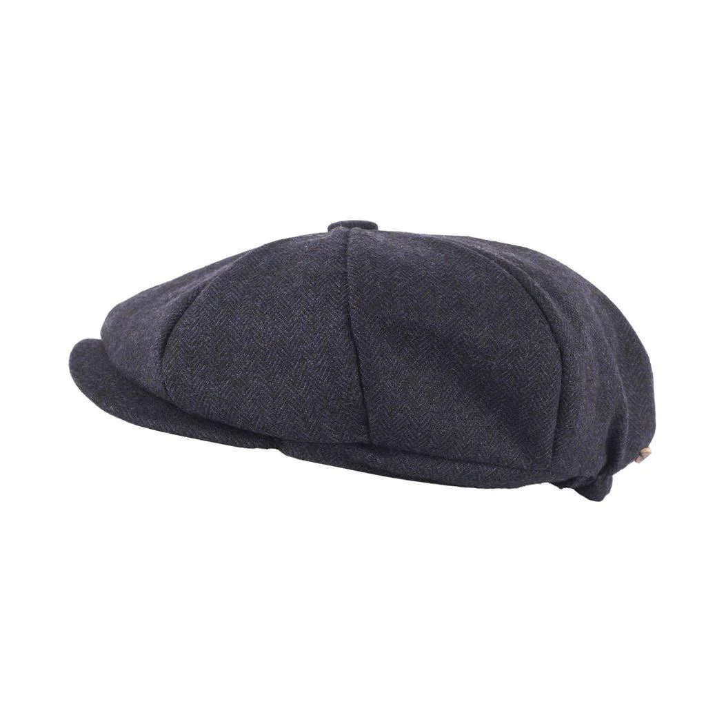 Herringbone Tweed Newsboy Cap Navy Herringbone - Raw Menswear