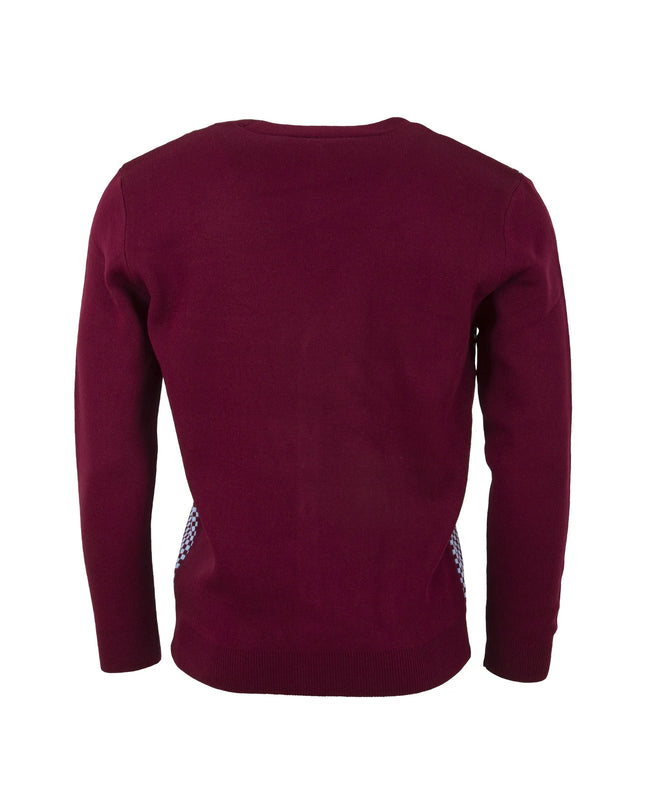 Relco Chas Checked Cardigan Burgundy/Sky