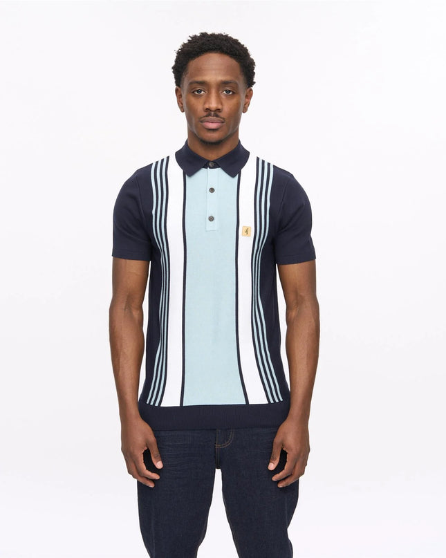 Gabicci Vintage Searle Knitted SS Polo Navy