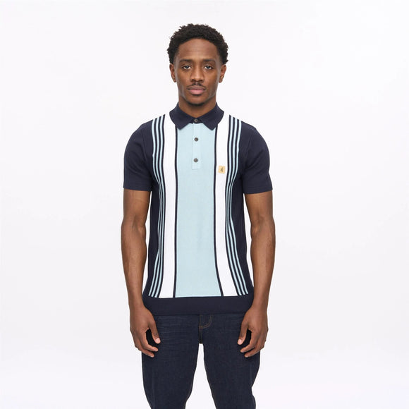 Gabicci Vintage Searle Knitted SS Polo Navy