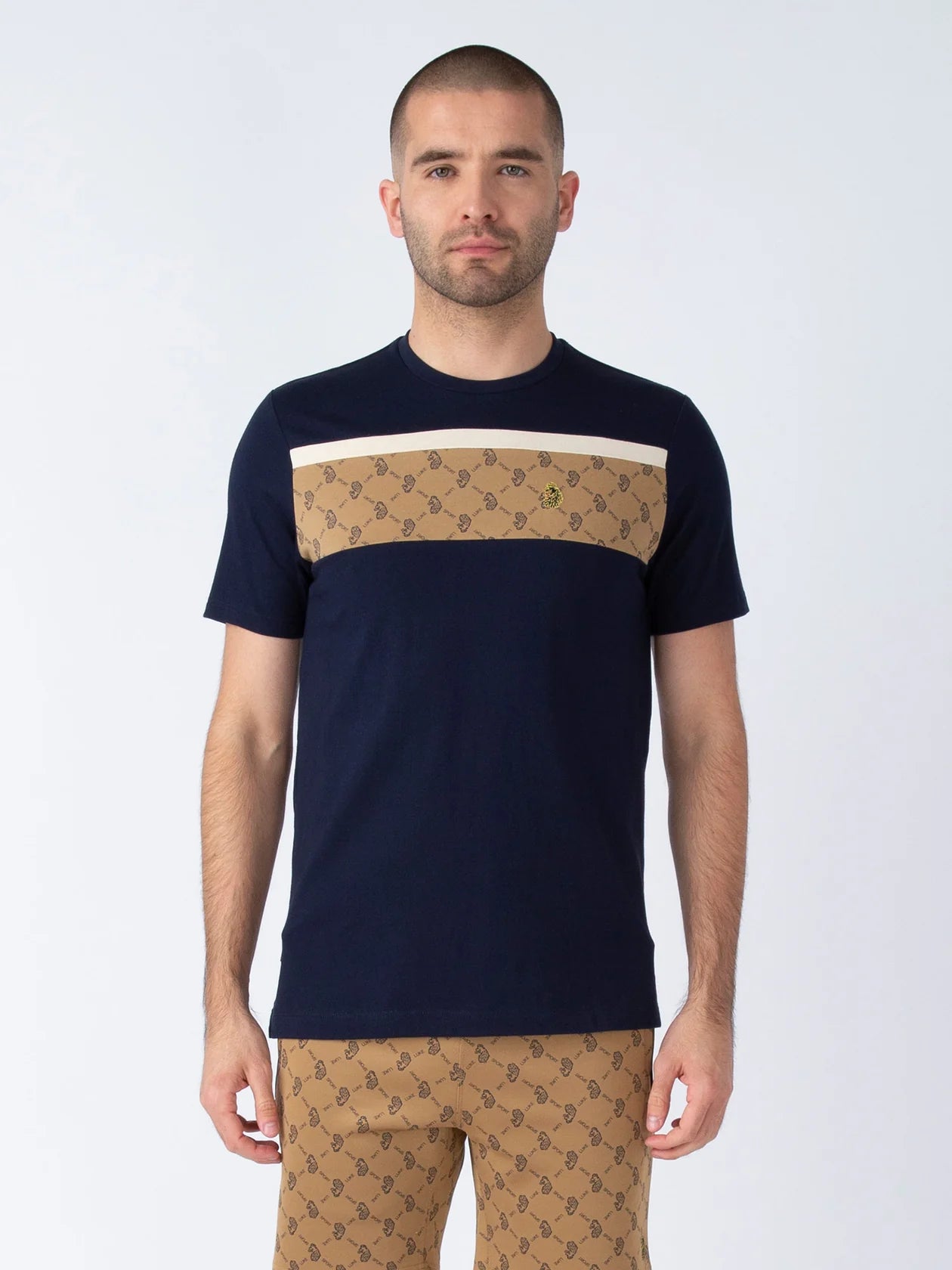 Luke Lions Den Overprint Tee Navy/Caramel - Raw Menswear