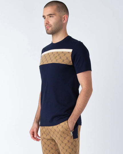 Luke Lions Den Overprint Tee Navy/Caramel - Raw Menswear