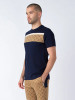 Carica l&#39;immagine nel visualizzatore di Gallery, Luke Lions Den Overprint Tee Navy/Caramel - Raw Menswear
