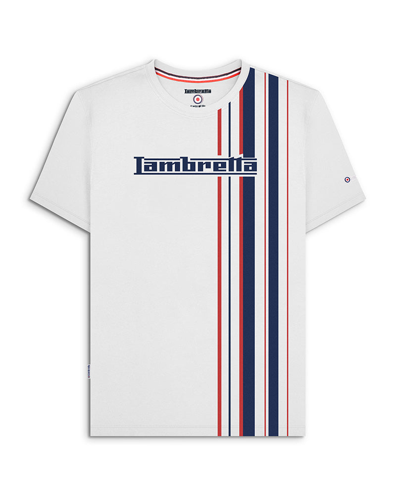 Lambretta Racing Stripe Tee White/Navy/Red - Raw Menswear