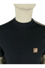 Load image into Gallery viewer, TROJAN Houndstooth trim pique tee TR/8881 Black - Raw Menswear
