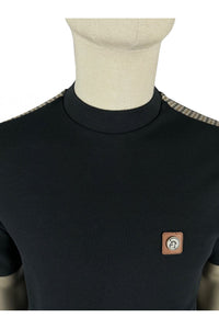TROJAN Houndstooth trim pique tee TR/8881 Black - Raw Menswear
