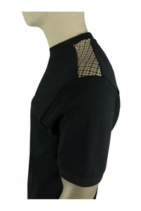 TROJAN Houndstooth trim pique tee TR/8881 Black - Raw Menswear