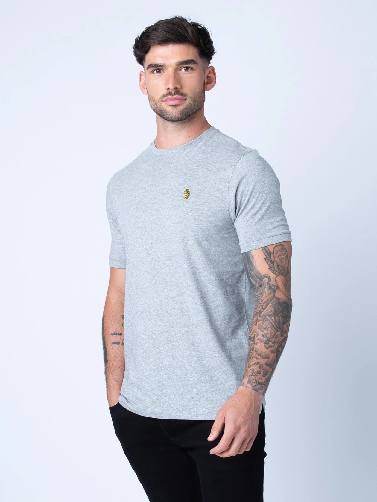 Luke 1977 Traff Core Crew Neck Tee Marl Grey - Raw Menswear