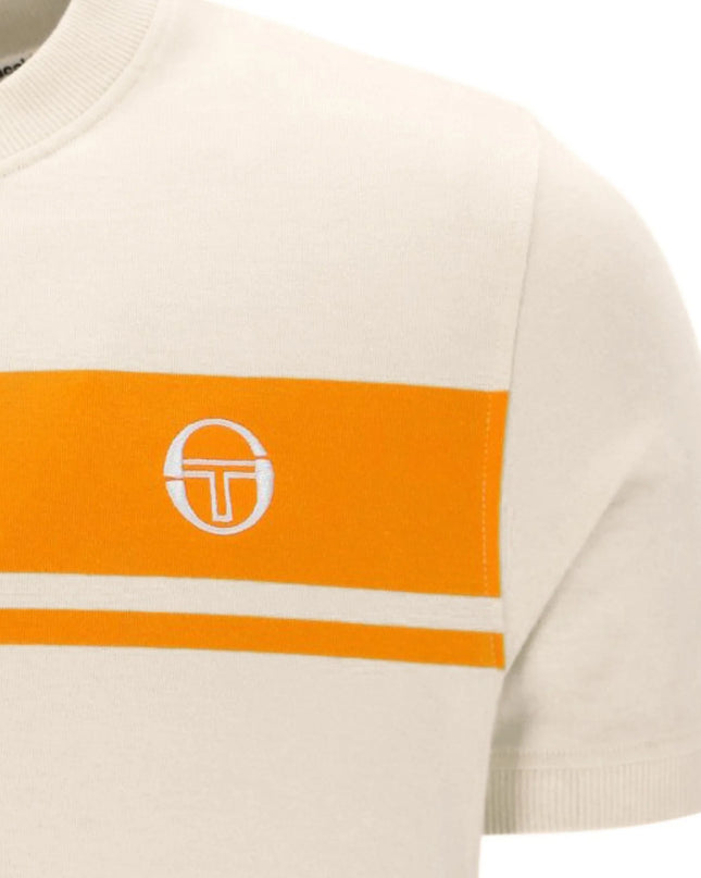 Sergio Tacchini Master Crew Neck Tee in Sandshell/Orange Pepper