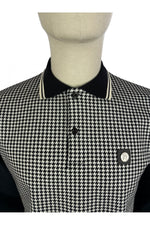 Load image into Gallery viewer, Trojan Houndstooth Panel Polo L/S TR/8819 Ecru - Raw Menswear
