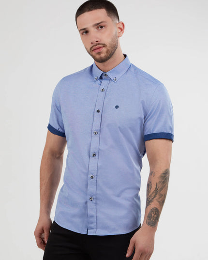 Mish Mash Regular Fit Summit Chambray Oxford Short Sleeve Shirt