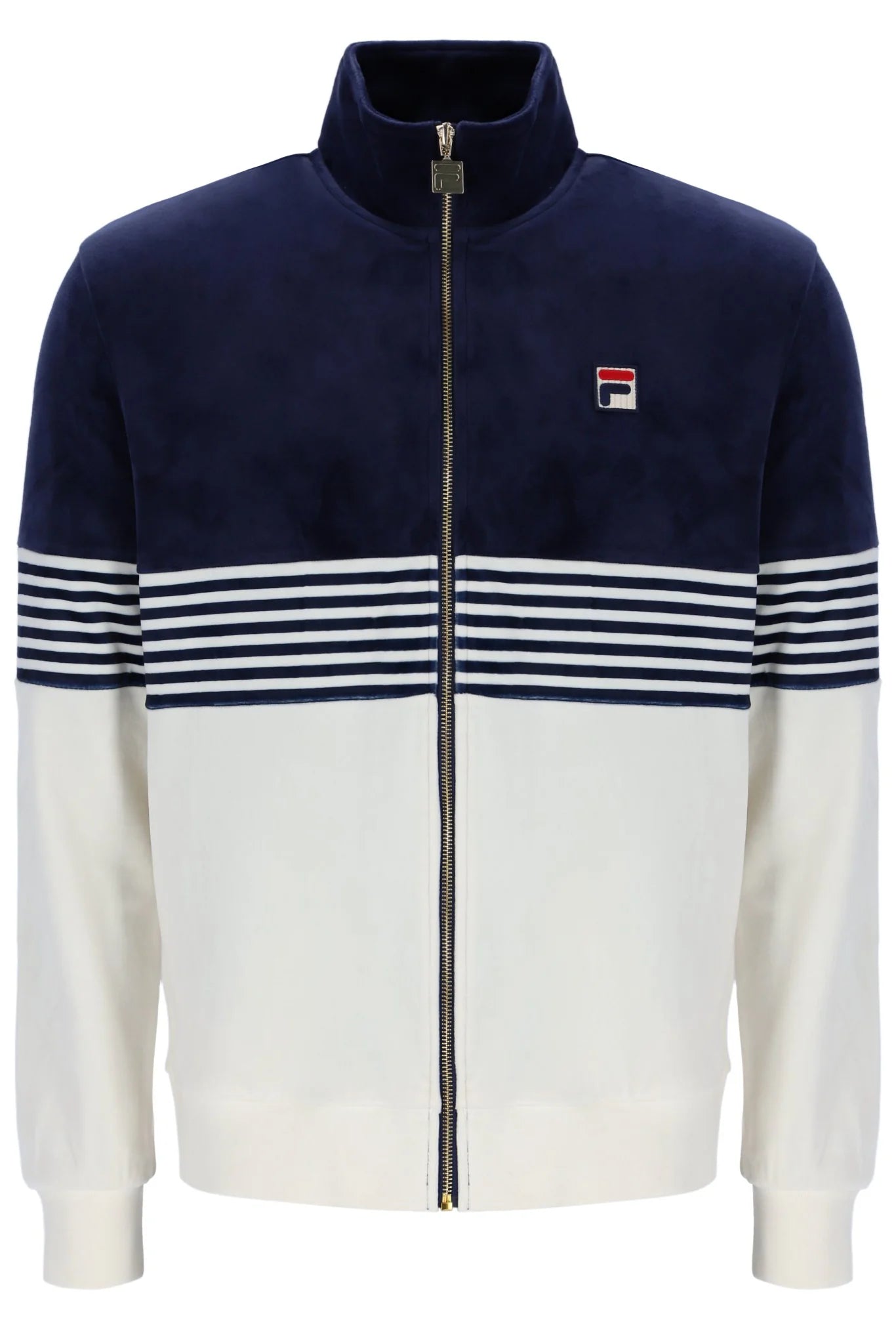 Fila Merrick Stripe Velour Track Top Jacket Navy - Raw Menswear