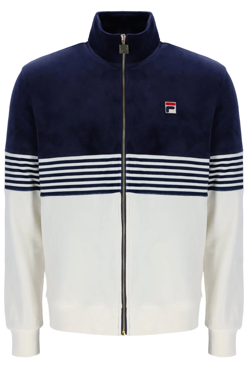 Fila Merrick Stripe Velour Track Top Jacket Navy - Raw Menswear