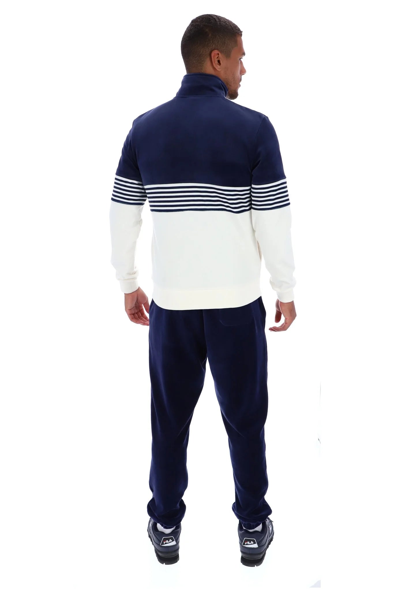 Fila Merrick Stripe Velour Track Top Jacket Navy - Raw Menswear