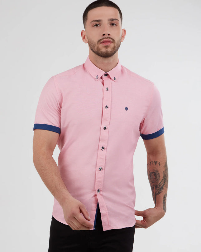 Mish Mash Regular Fit Summit Washed Red Oxford Short Sleeve Shirt