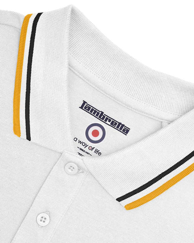 Lambretta Twin Tipped Polo White Black/Gold - 076