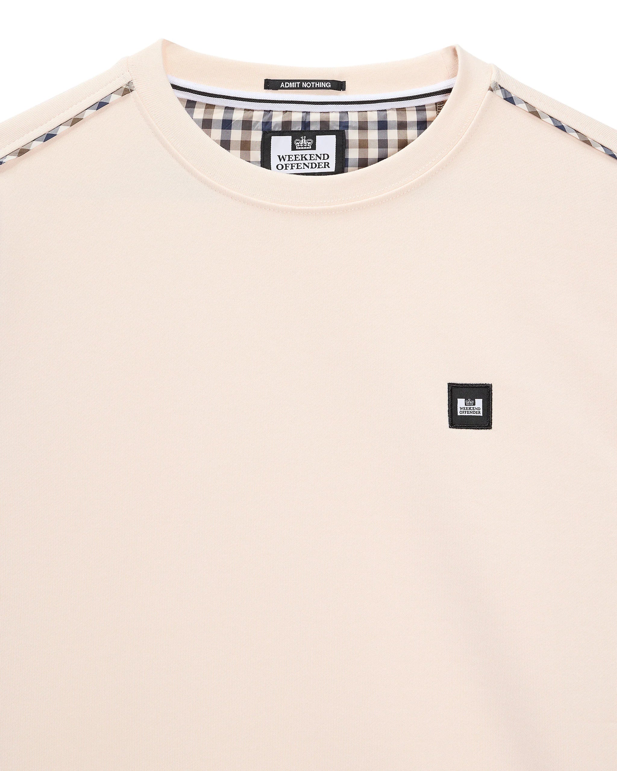 Weekend Offender Vega Sweater With Check Piping Detail Alabaster - Raw Menswear