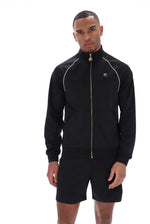 Load image into Gallery viewer, FILA Tristan Geo Print Track Top Jacket With Piping Detail Black - Raw Menswear
