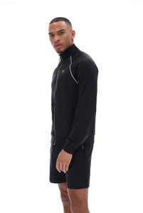 FILA Tristan Geo Print Track Top Jacket With Piping Detail Black - Raw Menswear