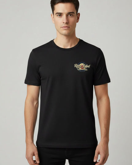 Retro Rebel Monkey Back Print Tee in Black
