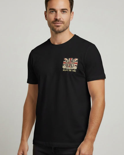 Retro Rebel Boots Back Print Tee in Black
