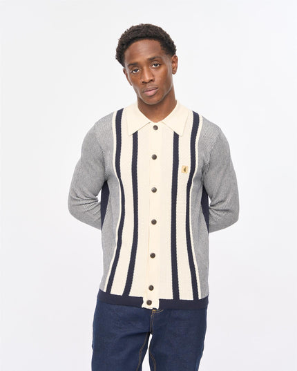 Gabicci Mens Pascal Long Sleeve Button Thru Knit Polo Gabicci Vintage 