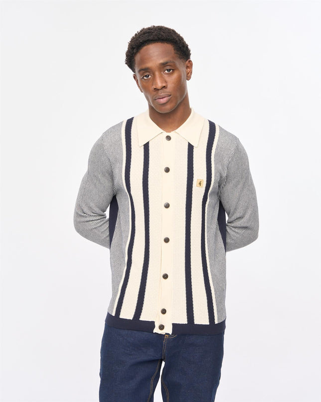 Gabicci Mens Pascal Long Sleeve Button Thru Knit Polo Gabicci Vintage 