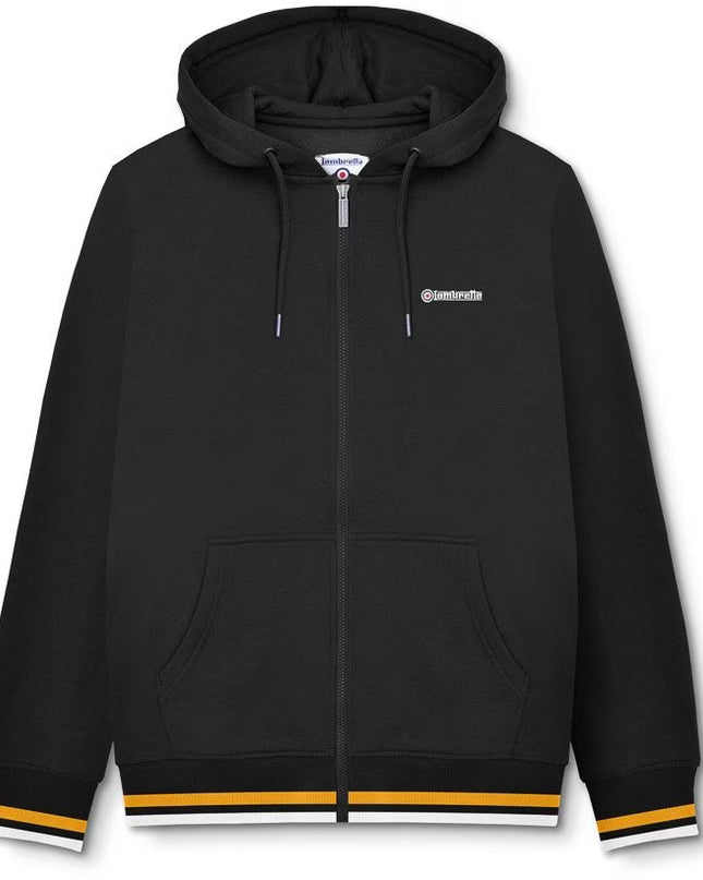 Lambretta Full Zip Hoodie in Black/Cashew/Gold - 405