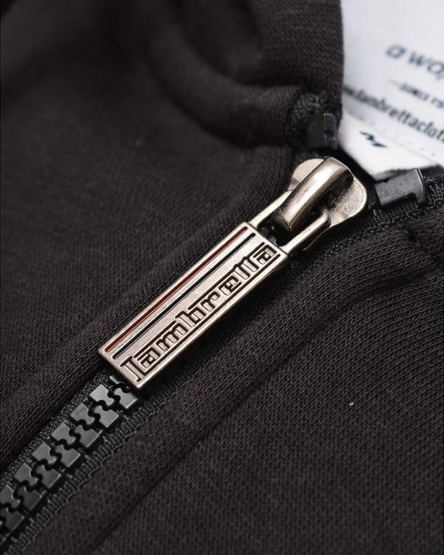 Lambretta Full Zip Hoodie in Black/Cashew/Gold - 405