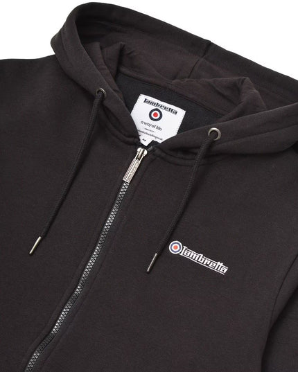 Lambretta Full Zip Hoodie in Black/Cashew/Gold - 405