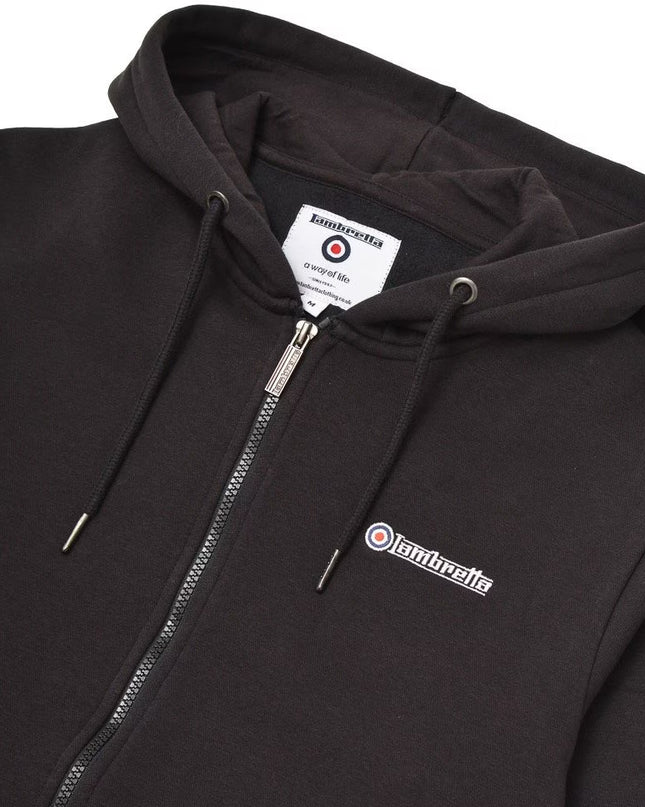Lambretta Full Zip Hoodie in Black/Cashew/Gold - 405