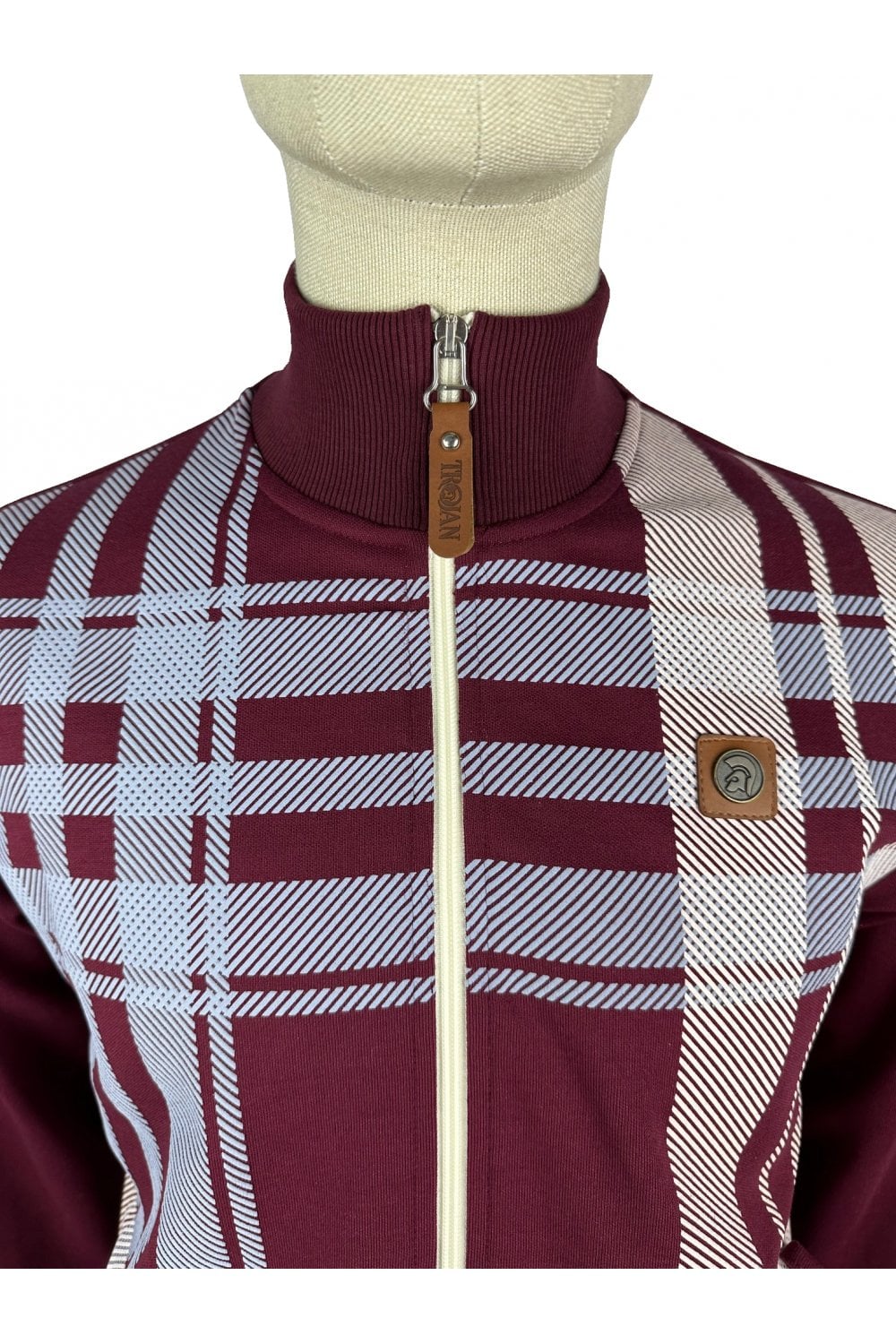 TROJAN Oversize Check Track Top Jacket TR/8850 Port - Raw Menswear