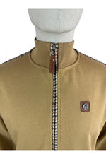 Load image into Gallery viewer, TROJAN Houndstooth Trim Track Top TR/8853 Camel - Raw Menswear
