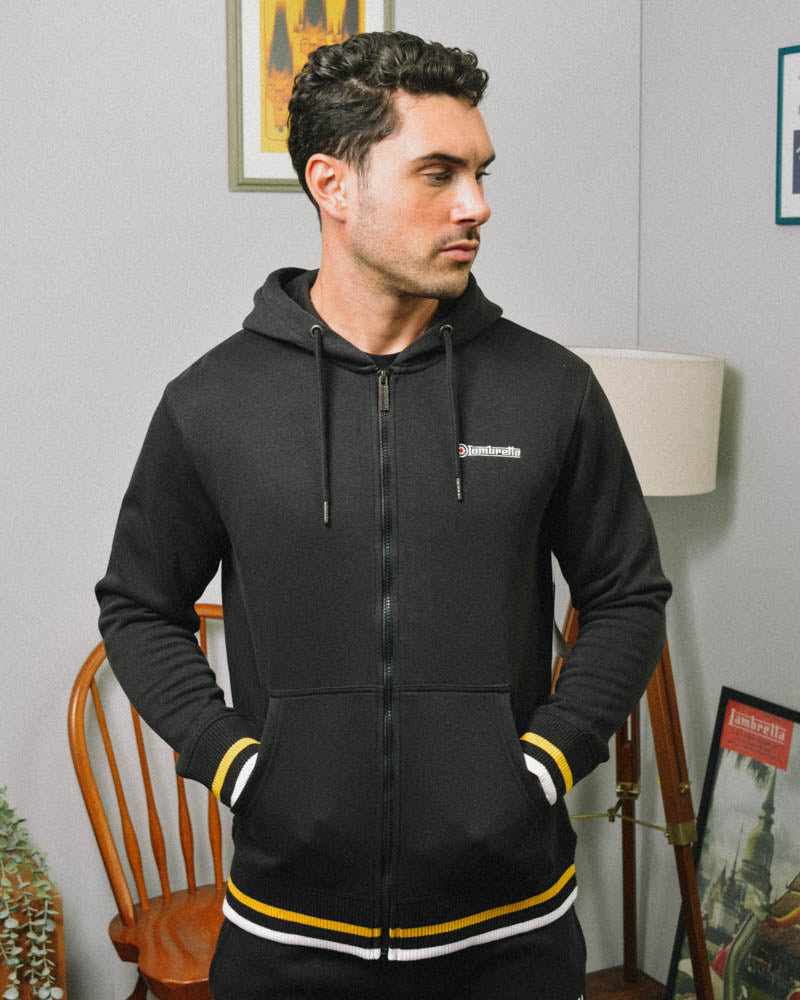 Lambretta Full Zip Hoodie Black/Gold - Raw Menswear