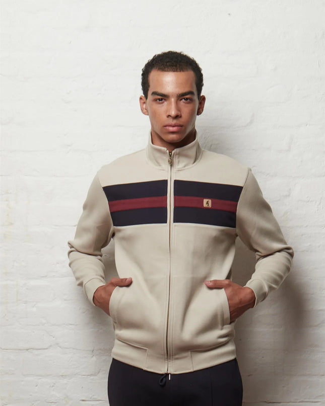 Gabicci Vintage Escher Stripe Sweat Track Top Cement