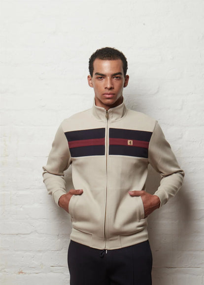 Gabicci Vintage Escher Stripe Sweat Track Top Cement