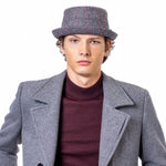 Load image into Gallery viewer, Heritage Doyle Tweed Pork Pie Hat Prince Of Wales Check Grey - Raw Menswear
