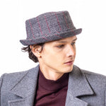 Load image into Gallery viewer, Heritage Doyle Tweed Pork Pie Hat Prince Of Wales Check Grey - Raw Menswear
