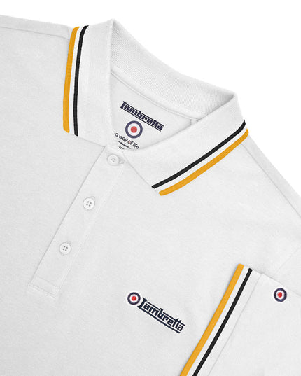 Lambretta Twin Tipped Polo White Black/Gold - 076 Raw Menswear
