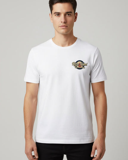 Retro Rebel Monkey Scooter Back Print Tee in White