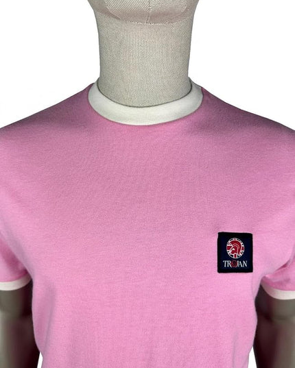 TROJAN Flag Badge Ringer Tee TR/9086 in Pink