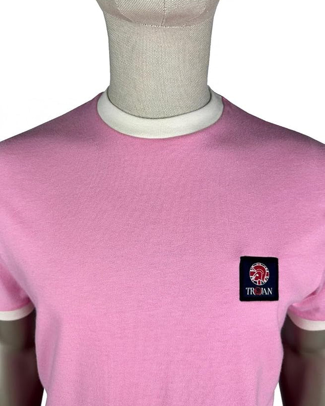 TROJAN Flag Badge Ringer Tee TR/9086 in Pink