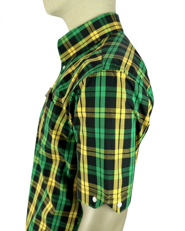 Trojan Check SS Shirt With Free Matching Pocket Square TC/1034 Black - 037 Raw Menswear