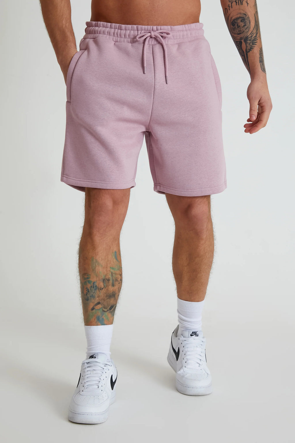 DML Banks Premium Brushback Fleece Shorts in MAUVE HAZE - Raw Menswear