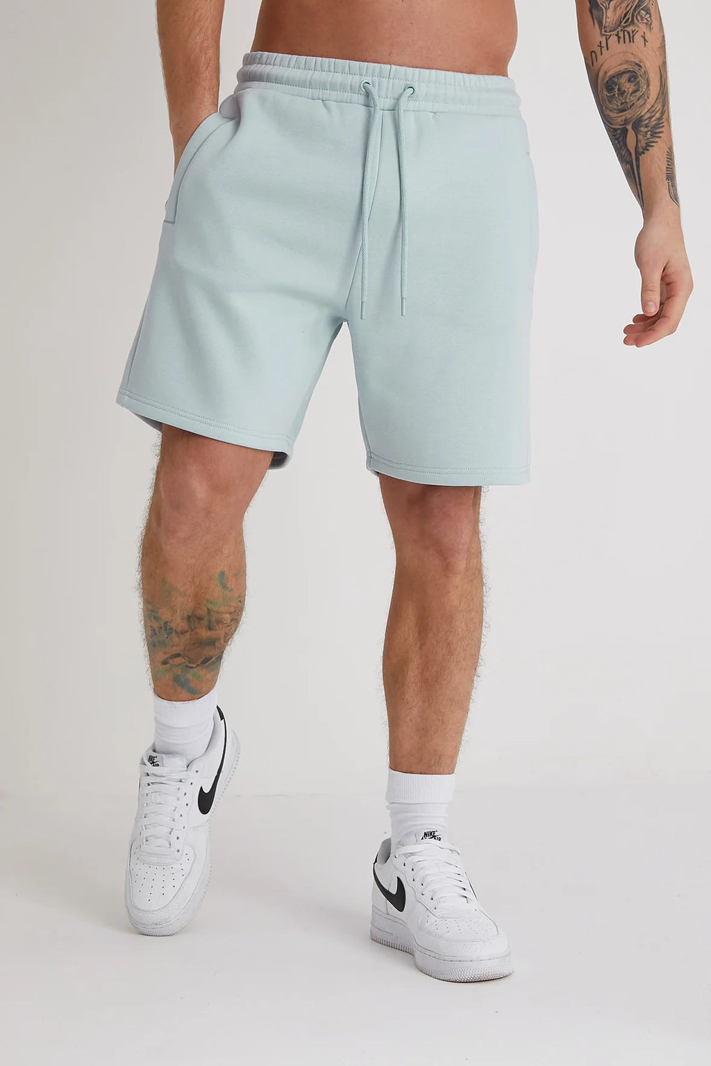 BANKS premium brushback fleece shorts in CERULEAN