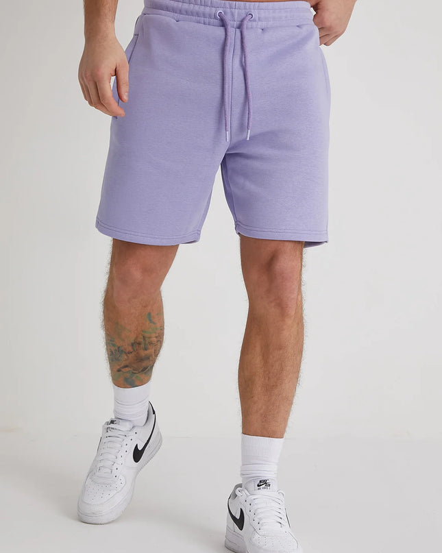 DML Banks Premium Brushback Fleece Shorts in AMETHYST Lilac - Raw Menswear