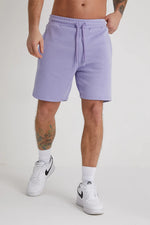 Load image into Gallery viewer, DML Banks Premium Brushback Fleece Shorts in AMETHYST Lilac - Raw Menswear

