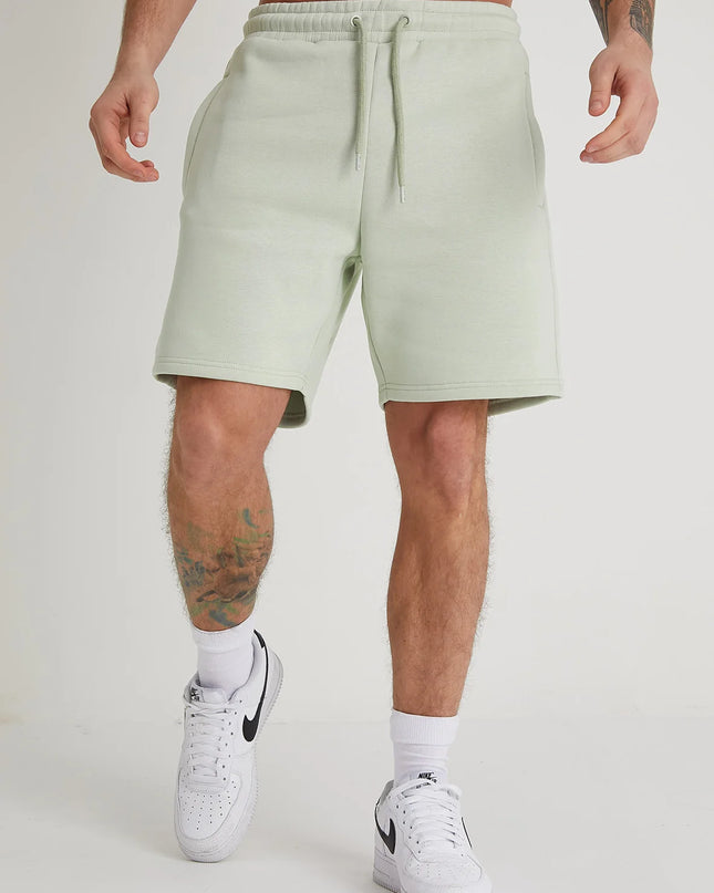 DML Banks Premium Brushback Fleece Shorts in ARTICHOKE Mint Green - Raw Menswear