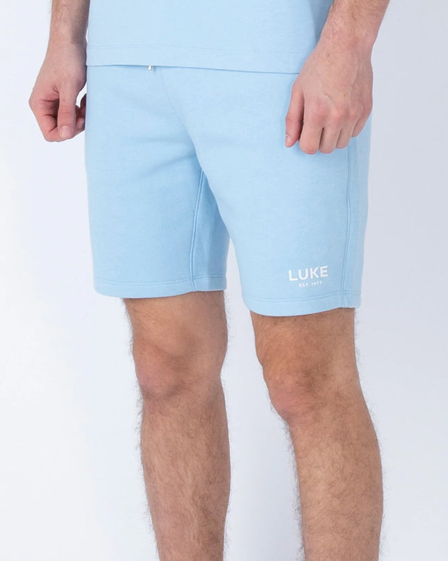 Luke Staggering Sweat Shorts Sky Blue - Raw Menswear